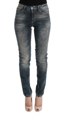 Cavalli Women's Blue Wash Cotton Blend Slim Fit Jeans