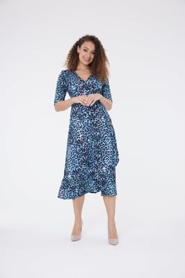 Claire Jurk met Dierenprint - Blauw