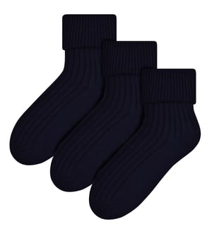 Steven - 3 Paar Dames Wol Bed Sokken | Luxe Lichtgewicht Warme Lounge Sokken - Zwart