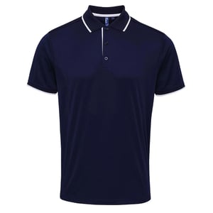 Premier Heren Coolchecker Contrast Pique Poloshirt (Marine / Wit)