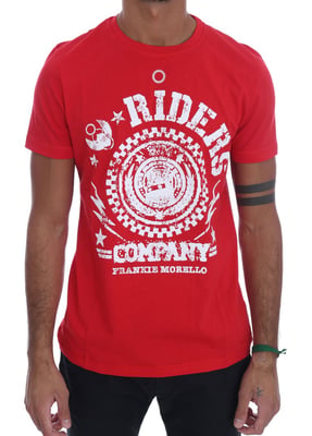 Frankie Morello Rode Katoenen RIDERS Crewneck T-Shirt