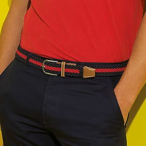 Asquith & Fox Heren Twee Kleuren Streepjes Vlechtriem (Marine / Rood)