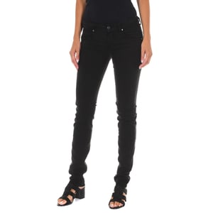 Lange jeansbroek met smal gesneden zomen 10DBF0475-B088 vrouw