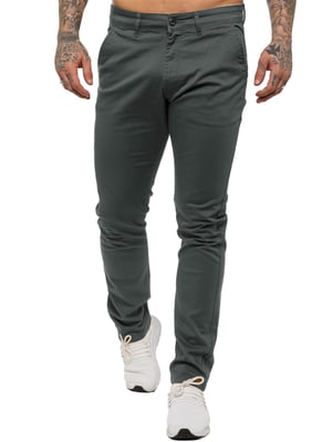 Enzo | Heren Slim Fit Stretch Chino Jeans - Grijs