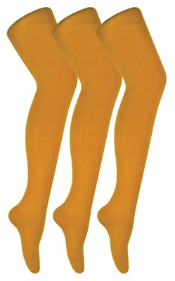 3 paar dames gekleurde ondoorzichtige 80 denier panty's - Mosterd