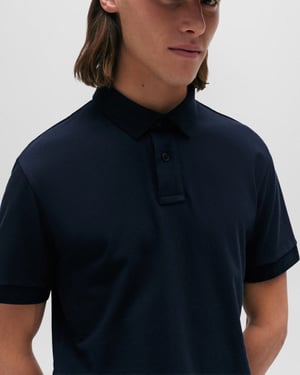 BOSS Orange Passenger Heren Stretch-Katoen Slim-Fit Polo met Logo Patch NOS