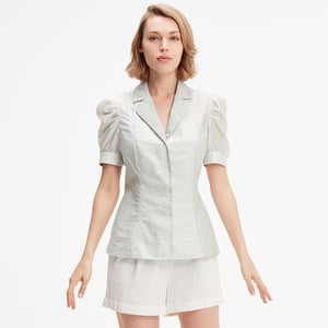 Organza blouse met korte mouwen