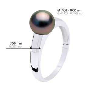 Ring Prestige Zilver 925 Rhodium-geplateerd - Echte Gecultiveerde Tahiti Parels Rond 7-8 mm