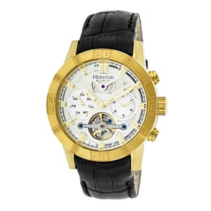 Heritor automatisch Hannibal semi-skelet lederen band horloge