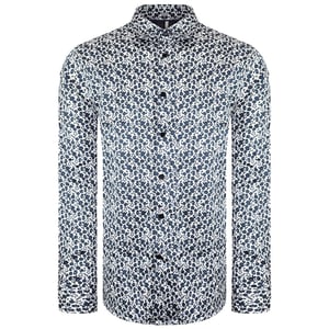 Ted Baker Capua Heren Wit/Navy Ditsy Bloemen Overhemd