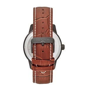 Heritor automatisch Davies semi-skelet lederen band horloge