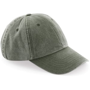 Beechfield Unisex Laag Profiel Vintage Denim-Look Cap (Vintage Olijf)
