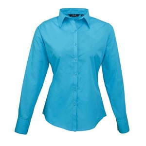 Premier Dames/Dames Popeline Blouse met Lange Mouwen (Turquoise)