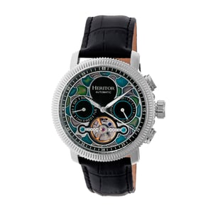 Heritor Automatic Aura herenhorloge met half skelet en lederen band