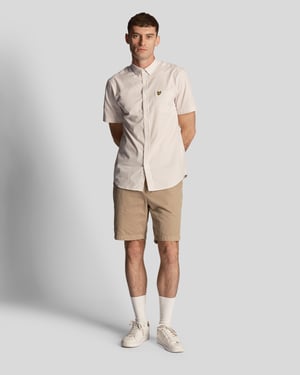 Heren Lyle & Scott Korte Mouw Slim Fit Gingham Overhemd in Blauw