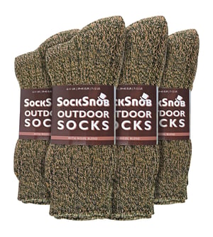 Sock Snob - 12 paar wollen laarzensokken voor heren - Bruin