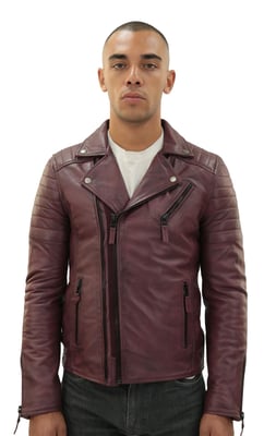 Leren bikerjack van Brando met dubbele kruisrits, Casablanca