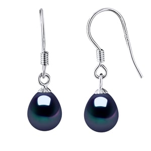 Oorbellen Hooks Zoetwater Parels 7-8mm Black Pears 925