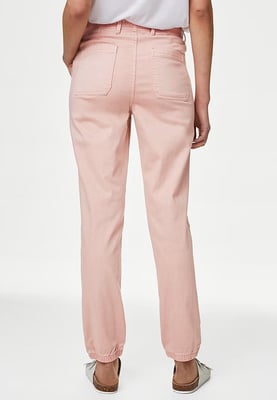 M&S Collection Dames Katoenmix Slim Fit Enkel Grazer Joggers Roze