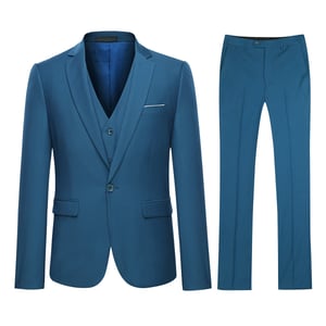 Koningsblauw 3-delig slim-fit pak