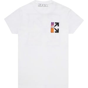 Gebroken witte gradientpijlen logo slim fit wit T-shirt