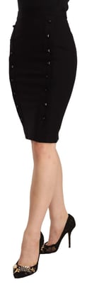 GF Ferre Zwarte damesrok met hoge taille en viscose knielange kokerrok