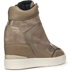 Geox D Maurica Leren Damestrainers Donker Taupe