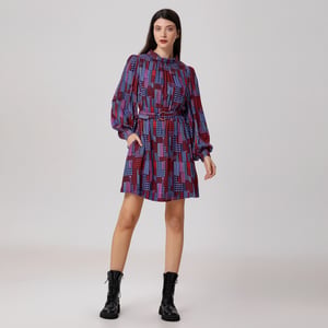 Korte blouse-jurk met grafische print