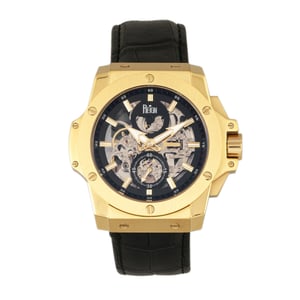 Reign Commodus automatisch skelet horloge met leren band