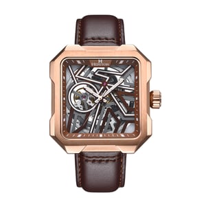 Heritor Automatic Campbell-skeletonhorloge met leren band