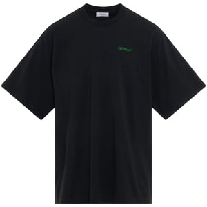 Gebroken wit Moon Tab oversized fit zwart T-shirt