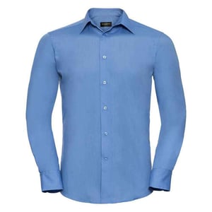 Russell Collection Heren Polycotton Easy-Care Formeel Overhemd met Lange Mouwen (Bedrijfsblauw)