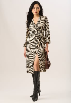 Midi-jurk met asymmetrische zoom en geoprint