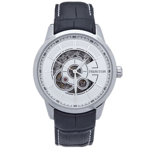 Heritor automatisch Davies semi-skelet lederen band horloge