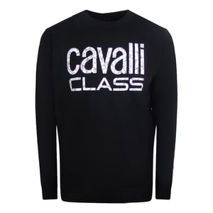 Cavalli Class zwart sweatshirt met gedurfd bloemenontwerp