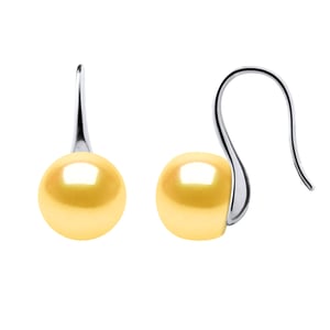 Oorbellen Hooks zoetwaterparels 9-10 mm Buttons Golden 925