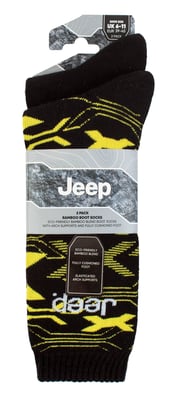 Heren Bamboe Werk Bood Socks | Jeep | Zachte en Ademend Dikke Heavy Duty Gevoerde Sokken, Gebreide Geribbelde Wandelsokken - Zwart / Geel