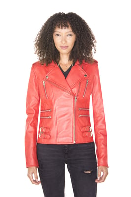 Dames leren vintage Brando Bikerjack-Orlando