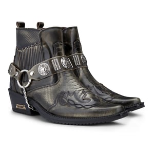 Heren olijfkleurige slangenleer Winklepicker cowboy lederen enkellaarzen