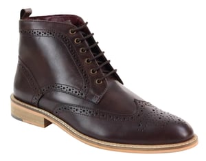 Klassieke Oxford Brogue-enkellaarzen voor heren in bruin leer