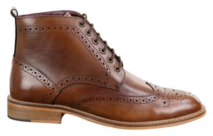Klassieke Oxford Brogue-enkellaarzen voor heren in bruin leer