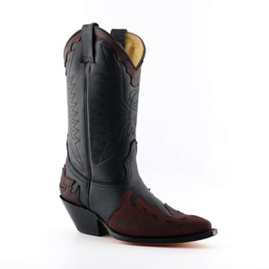 Grinders Unisex zwart/bordeaux lederen cowboylaarzen-Arizona
