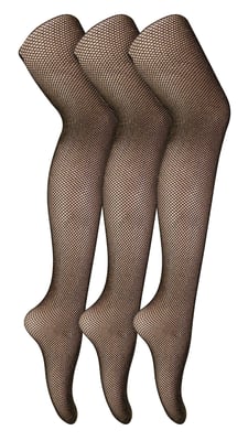 Sock Snob - Dames Fishnet Panty's 3 Paar | Stijlvolle Kousen voor Dansfeesten - Zwart Goud