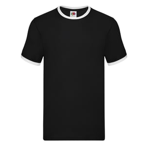 Fruit of the Loom Heren Ringer Contrast T-shirt (Zwart/Wit)