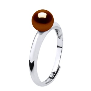 Rush Ring Verstelbare zoetwaterparels Round 6-7 mm Chocolate 925