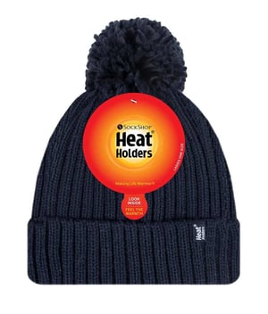 Heat Holders - Thermische Pom Pom Bobble-hoed voor dames - Marine