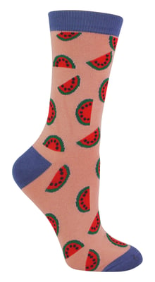 Miss Sparrow - Grappige fruitsokken voor dames - Watermeloen (Roze)