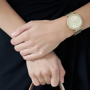 Michael Kors MK3191 Darci Glitz Gold Dial Pave Bezel Crystal Vrouwenhorloge