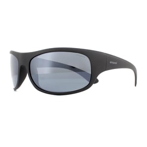 Polaroid Sport Wrap Heren Mat Black Grijs Zilver gepolariseerde spiegel zonnebril