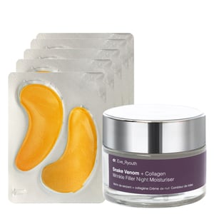 24K Goud + Antioxidant Hydraterende Oogbehandelingen Pads + Slangengif + Collageen Rimpelvuller Nachtcrème 50 ml